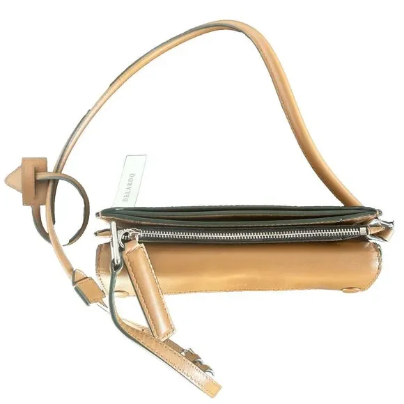 DELAROQ Triplo Caramel Leather Crossbody/Shoulder Bag W/ Adjustable Strap NEW - Picture 8 of 11